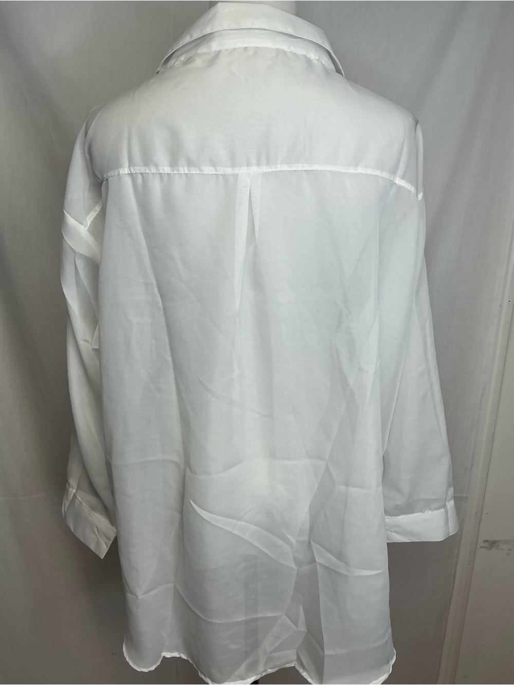 2165 - White Button-Up Sheer Shirt - Picture 4 of 5